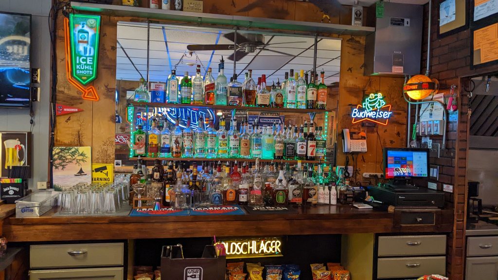 Bottles behind the bar